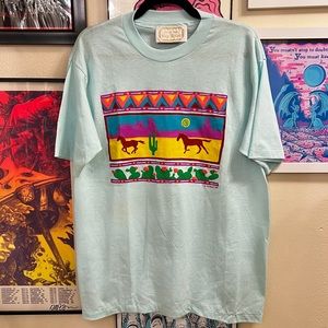 Vintage Top Brass 1989 Unisex T-shirt Neon Southwestern Puffy Graphic Design